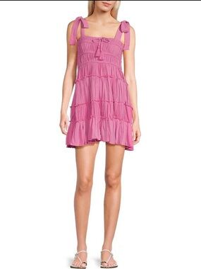 Chelsea & Violet Pink Tiered Tie-Shoulder Midi Dress